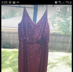 Burgundy long sequin dress